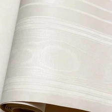 Vintage Vinyl Coated White MOIRE Stripe Satin Silk ESSEX Wallcoverings Wallpaper