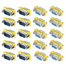 9 Pin RS-232 DB9 Serial Cable Gender Changer Coupler Adapter - 20 Pack Male/Fema
