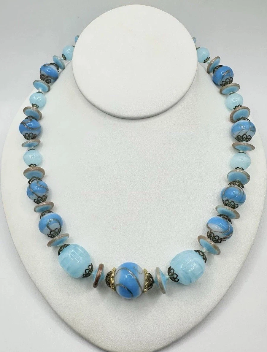 Collar Colgante Gota - Azul - Cristal De Murano Original