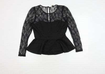 Kelly Brook schwarzes Spitzentop für Damen Größe 14