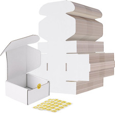 4X4X2 Shipping Boxes Set of 100, White Corrugated Cardboard Box for Packing,