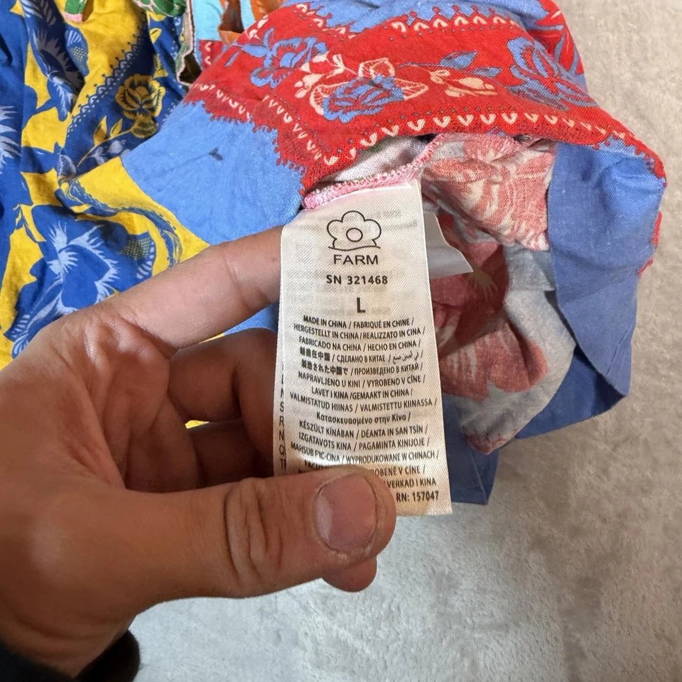 Farm Rio Romper Womens Large Green Lace Garden Belted Linen Blend Boho - Image 4 of 4