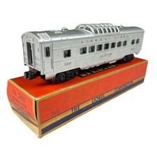 Vintage Lionel Postwar 2432 Clifton Illuminated Vista-Dome Silver Roof Car w/OB