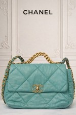 CHANEL 19 Large Turquoise Multi Metal Shoulder, crossbody, top handle 