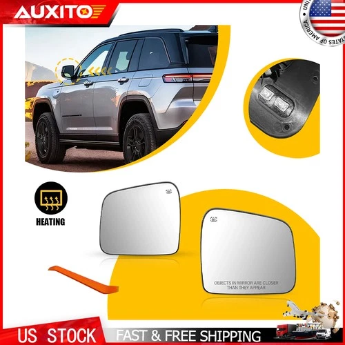 For 11-21 Jeep Grand Cherokee Dodge Durango L+R Mirror Glass Heated & Blind Spot