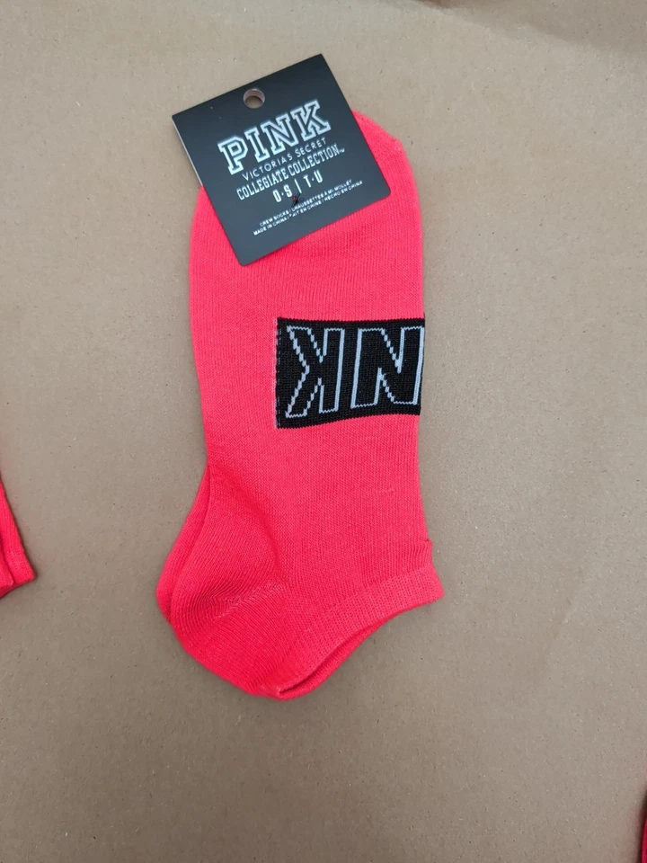 Nuevo Con Etiquetas Victoria's Secret ROSA Calcetines Bajos 4 Pares Rojo Rosa y Morado  Foto 4 de 4