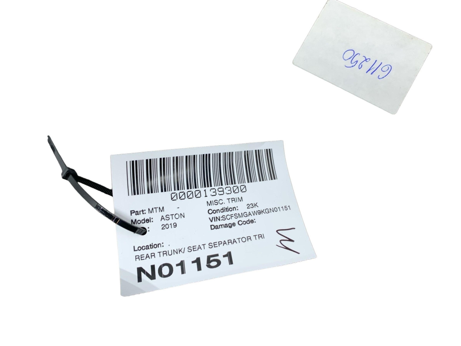 2019 ASTON MARTIN VANTAGE OEM REAR TRUNK SEAT SEPARATOR TRIM COVER W/ BRACKET