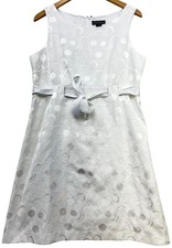 Jessica Howard Womens Sundress Sleeveless Self-Belt Tie 16 White Back Zip