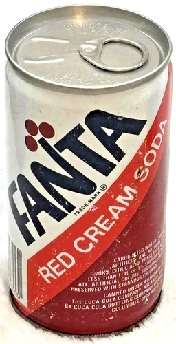 Vintage 1970's Fanta-Red🩸Cream-Coca-Cola Co.-Atlanta-12 oz-Steel Soda-Pop Can