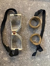 2 Vintage Aviator Motorcycle Goggles Leather  Metal. Steampunk.