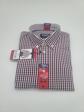 Chaps Men's Regular Fit Button-Down Dress Shirt, Red, M 15-15.5 32/33