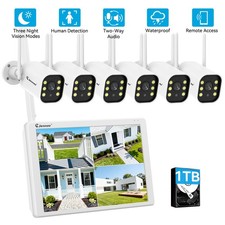 JENNOV Wireless Security Camera System Outdoor Home with 10''Monitor WiFi NVR