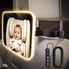 Baby Car Mirror with Light, USB-Powered 175 FOV Baby Seat Mirror for Car, St...