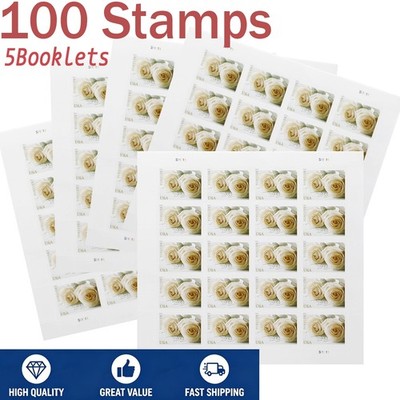 100 Wedding Roses First-Class Stamps for Invitations   5 Sheets (Scott #4520)