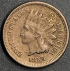 1859 1C INDIAN HEAD CU-Ni CENT KM# 87 Grade:  VG/F  A6952