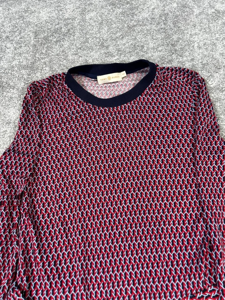 Vestido Tory Burch para mujer pequeño rojo azul blusa con cinturón Foto 2 de 4