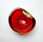 Vintage Red & Uranium Vaseline Sommerso Murano Glass Bowl Astray 1960s Italy MCM