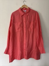 Next Coral Pink Oversized Linen Shirt Size UK 16 NWT