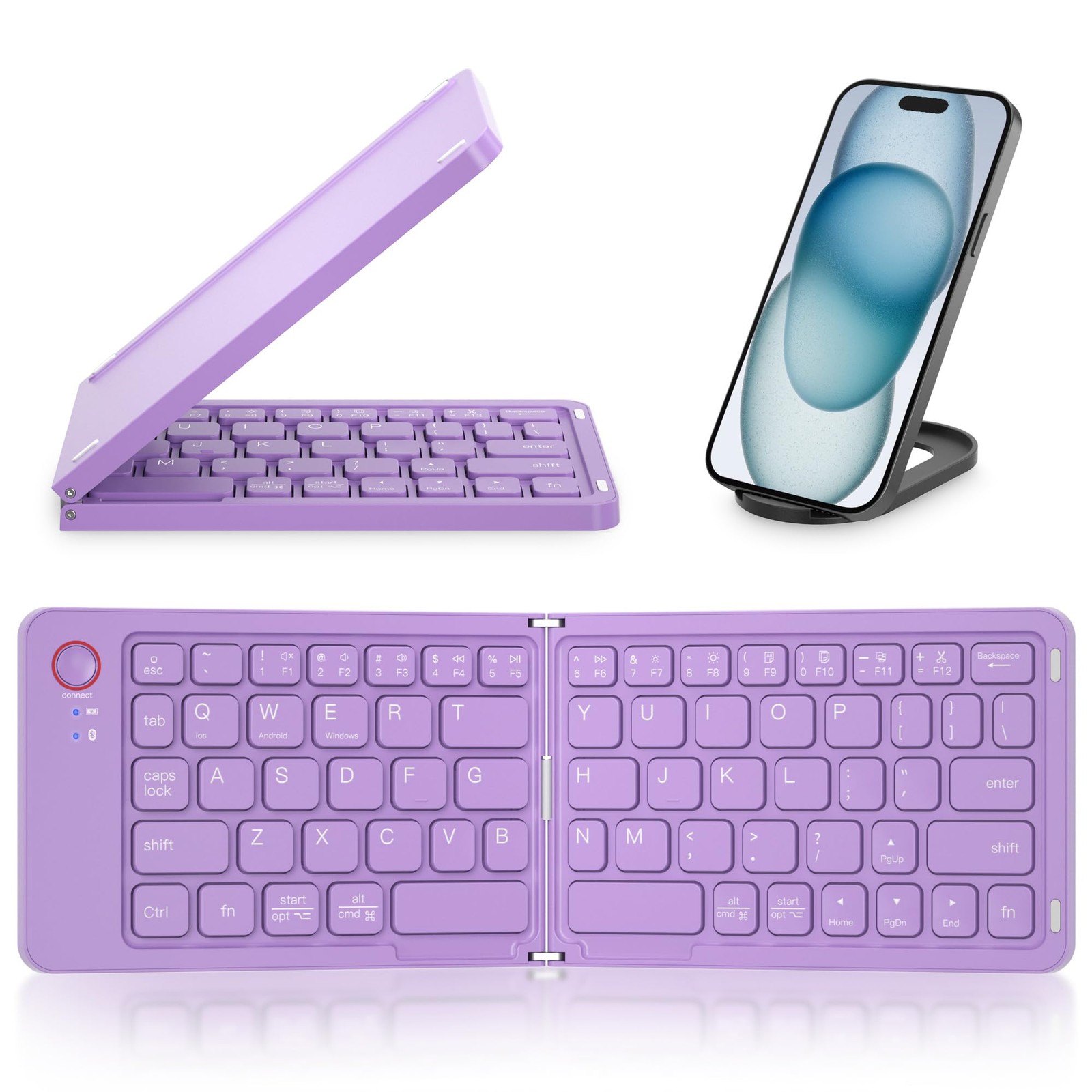 Bluetooth Keyboard, Mini Foldable, Sync 3 Devices, Ultra-Slim | Travel Accessory