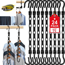 24 Pack Hangers Space Saving Magic Space Saver Storage Smart Plastic Clothes