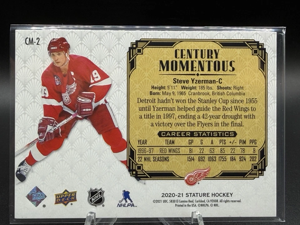 2020-21 Upper Deck Stature #CM-2 Steve Yzerman Century Momentous - Image 2 of 2
