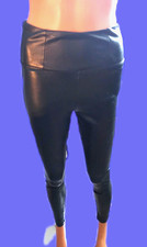 fashion nova women's black faux leather leggings size small 24x29