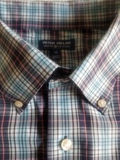 Peter Millar Button Down Shirt Men XL Green Black White Plaid Crown Crafted Golf