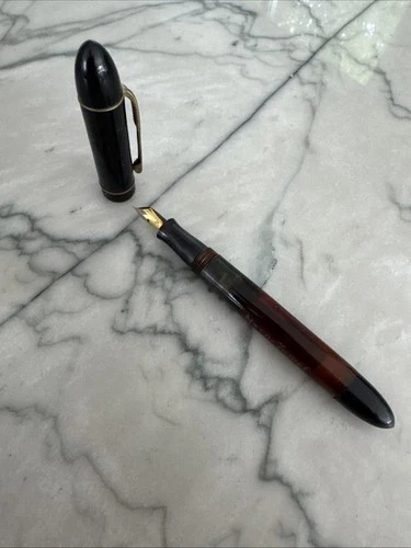 Vintage German Fountain Pen 1950's Stainless Steel Gold toned Nib Celluloid - product listing photo
