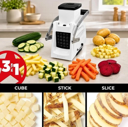 3-in-1 Fry Cutter & Cuber Potato Vegetable Cutter Stainless Steel Blades image 4