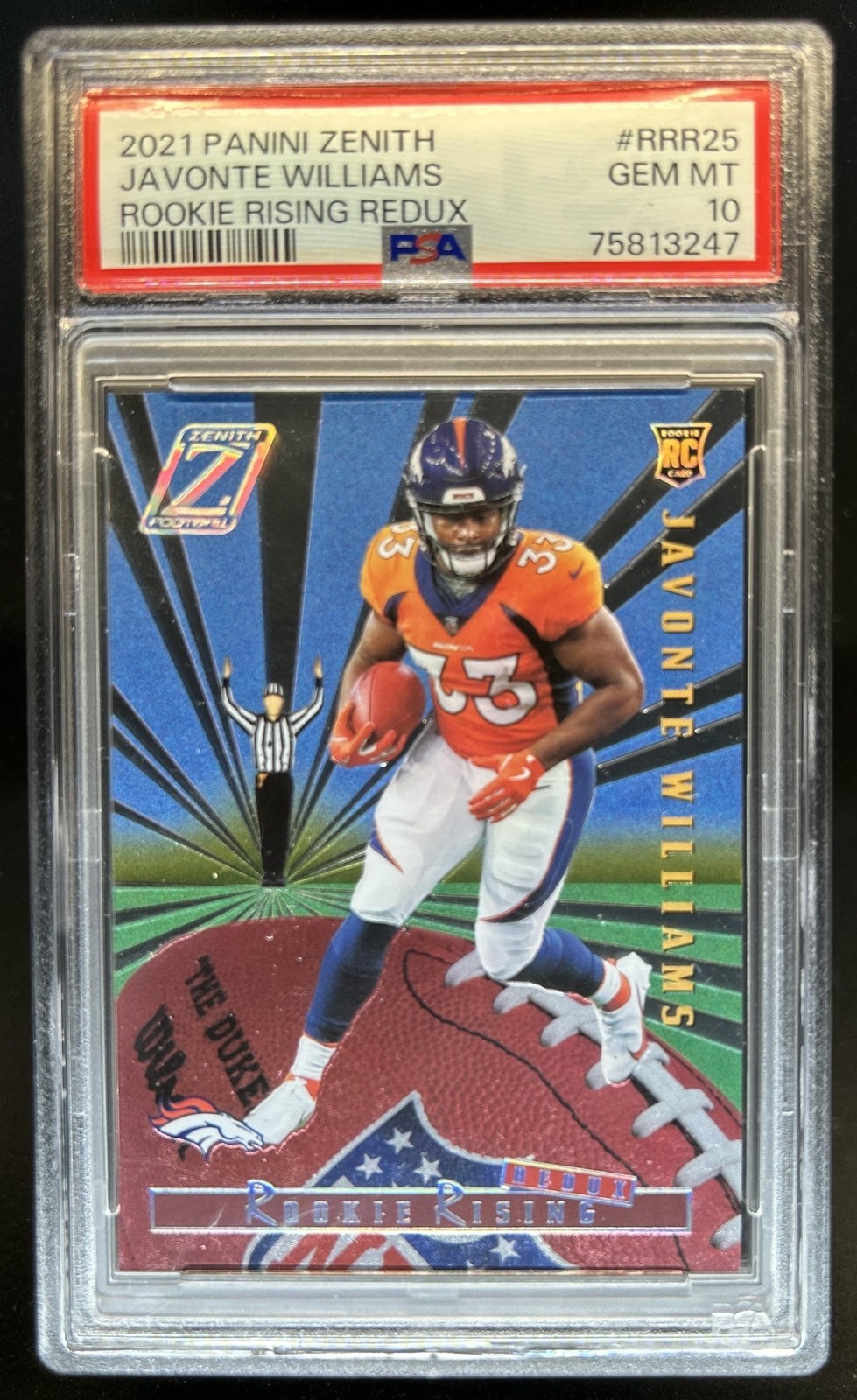 2021 Panini Zenith Javonte Williams Rising Redux RC #RRR-25 PSA 10 Rookie