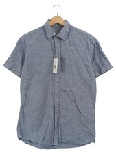 Camicia uomo casual Jack & Jones manica corta blu mélange cotone lino taglia M