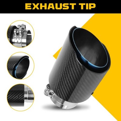 2.5'' Inlet 3.5'' Out Carbon Fiber Exhaust Tip Tailpipe Stainless Clamp-on EAW