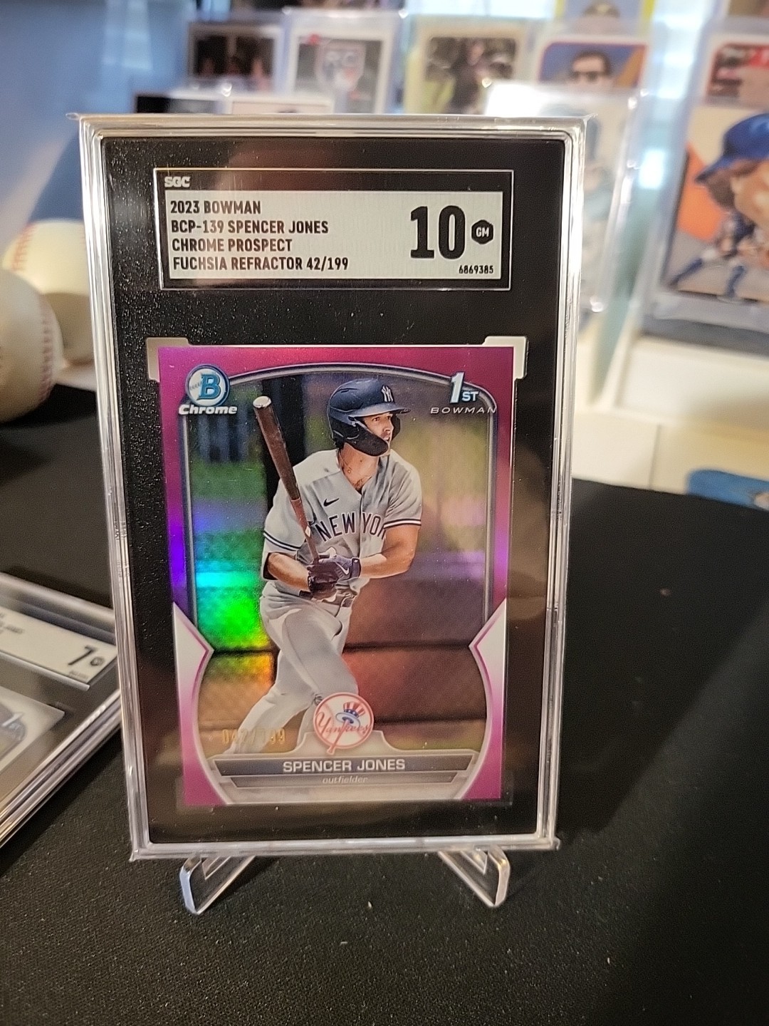 2023 Bowman Chrome Prospects Spencer Jones #BCP-139 Fuchsia Refractor /199 (RC)