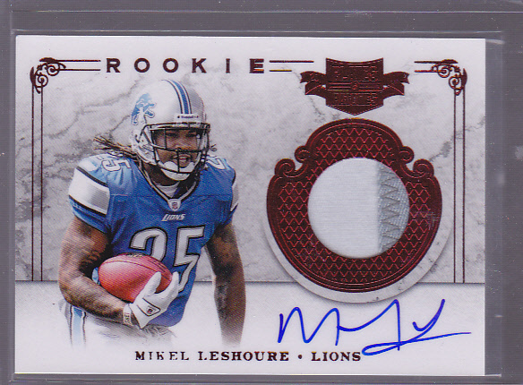 2011 Panini Plates and Patches #217 Mikel Leshoure Jersey Auto RC Rookie 202/499