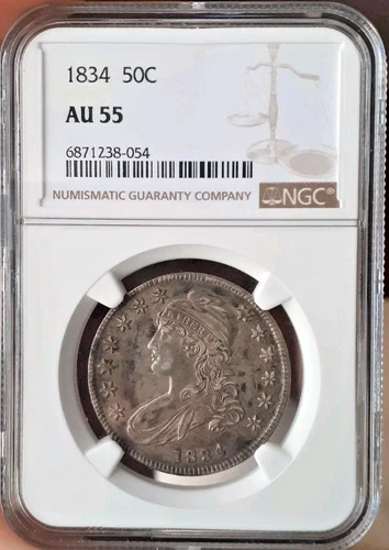 1834 CAPPED BUST HALF DOLLAR NGC AU-55  50C
