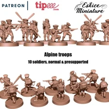 Eskice Miniature WW2 French Alpine Troops Bolt Action NO BASES Flames of War 3D