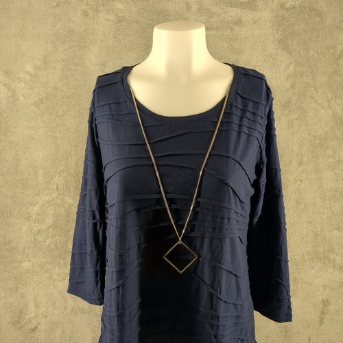 NWT JM COLLECTION Detachable Necklace Top S(4-6) Blue Rayon Blend Pullover - Picture 2 of 13