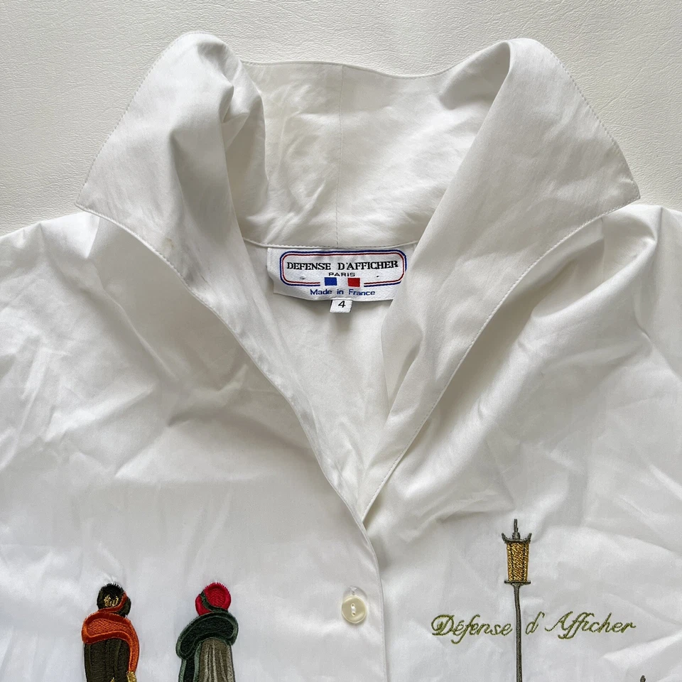 Blusa Camisa Vintage DEFENSE D' AFFICHER Abotonada Francia Foto 2 de 4