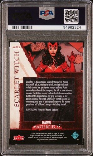 2008 Marvel Masterpieces Avengers #A6 Scarlet Witch Foil PSA 9 - Picture 2 of 2