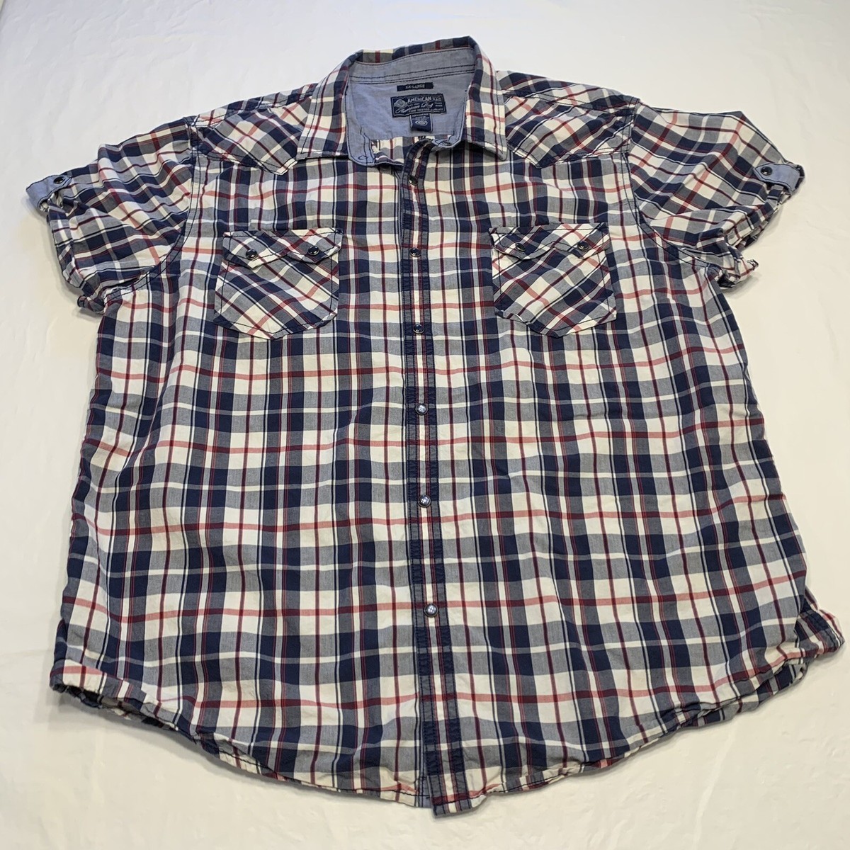 American Rag Pearl Snap Western Shirt Mens XXL Plaid Button Up