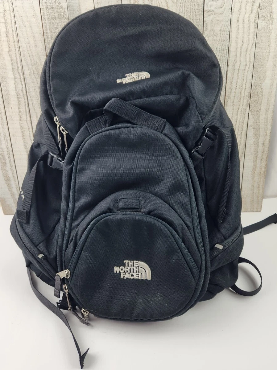 The North Face Backpack Black w Belt Hiking Camping Travel Outdoors Padded