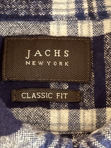 JACHS New York Men's XLT Tall LS Flannel Button Up Shirt Blue Plaid Cotton - Picture 10 of 10