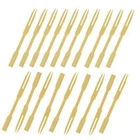 9cm Mini Food Fruit Picks Forks Two Prongs BBQ Bamboo Fruit SKEWERS 50 100 200