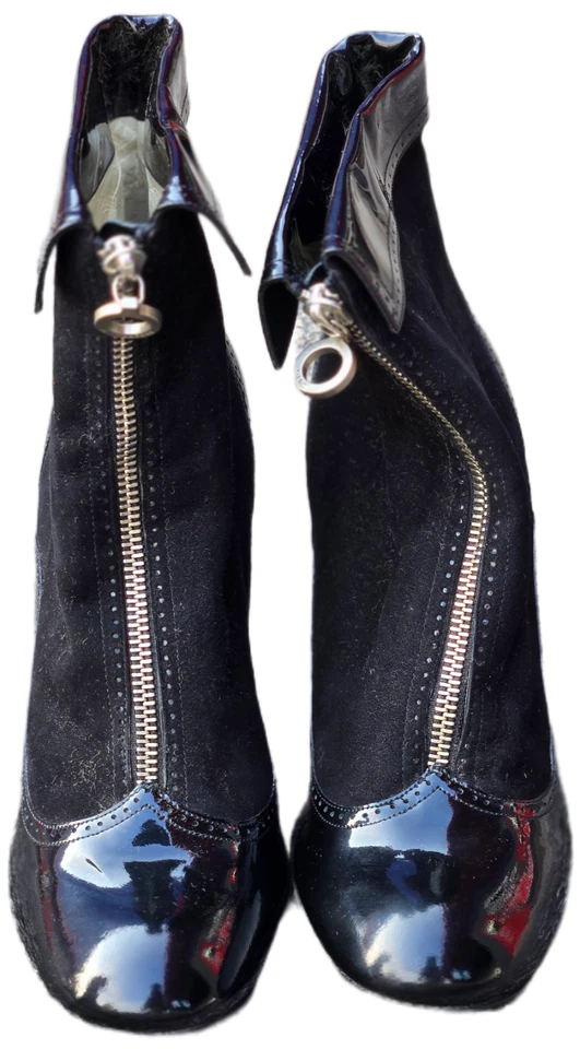 Botines Marc Jacobs Diseñador Negro Charol Gamuza Color Negro Talla 8 Foto 2 de 4