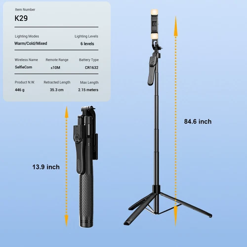 360° Selfie Stick Stativ Fernbedienung Bluetooth Ständer Telefon Desktop Ständer Schreibtisch Halter - Bild 2 von 8