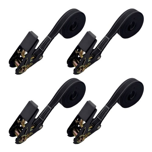 4pc Lashing Strap with Ratchet 800kg(1700lbs) Tensile Force Cargo Tie Down Strap - Picture 2 of 10