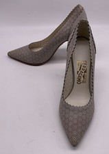 Salvatore Ferragamo Light Gray Laser Scalloped Pump sz 7 B