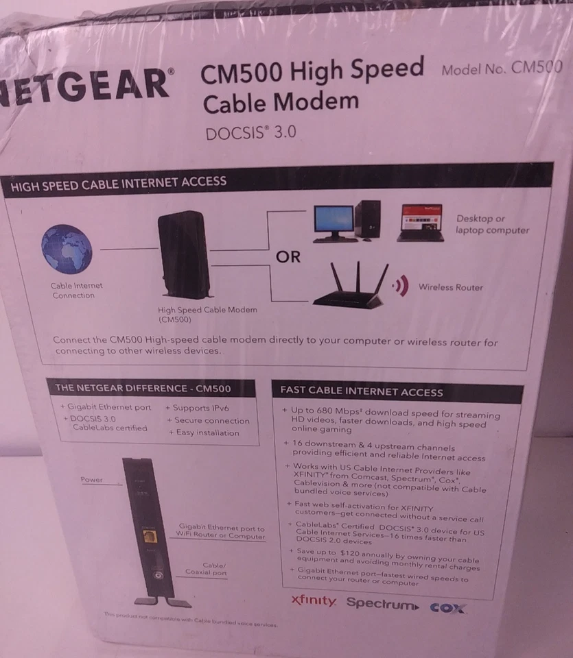 Netgear CM500 High Speed Cable Modem DOCIS 3.0 - New.                     (BLDG) - Image 4 of 4