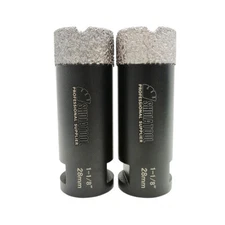 2pcs 28mm Diamond Dry Drill Core Bits Drilling Hole for Porcelain Tile 1-1/8"