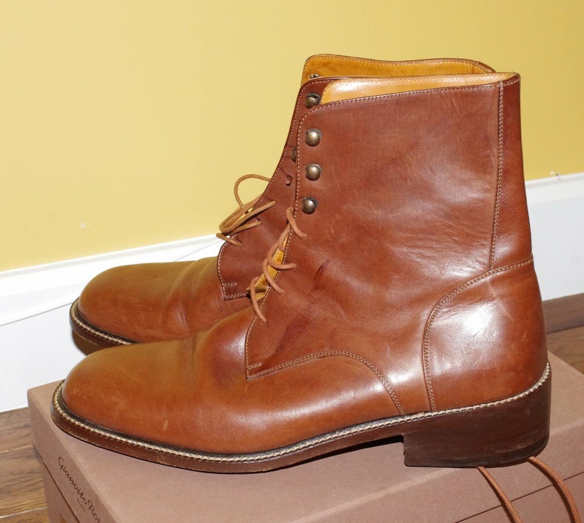 Carlo Fagiani  Handmade Brown Boots Size:41 Carlo Fagiani Handmade Brown Lace Up Boots Size:41 USA Size  main image 2